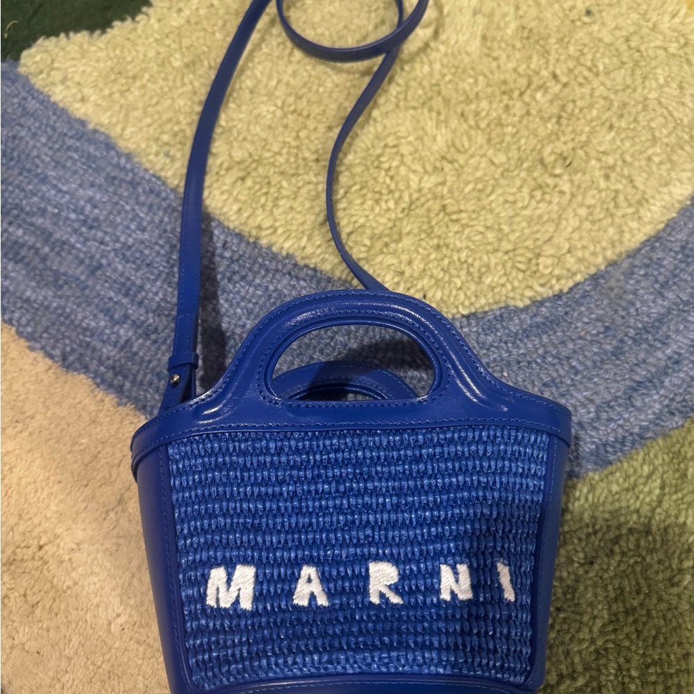 Marni Blue Mini Woven Tote Bag